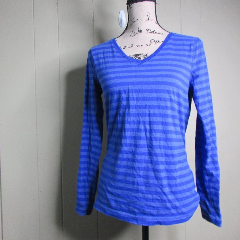 Danskin Now Active Tee M Long Sleeve Blue Stripe